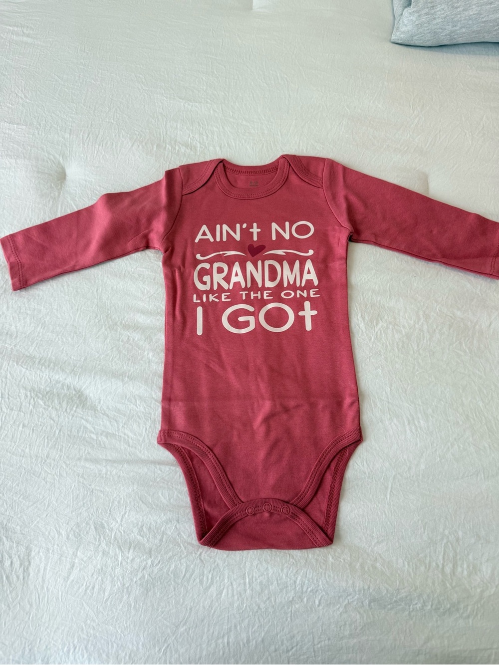 Long-Sleeve Raspberry Baby One-Piece with 'Grandma' Graphic